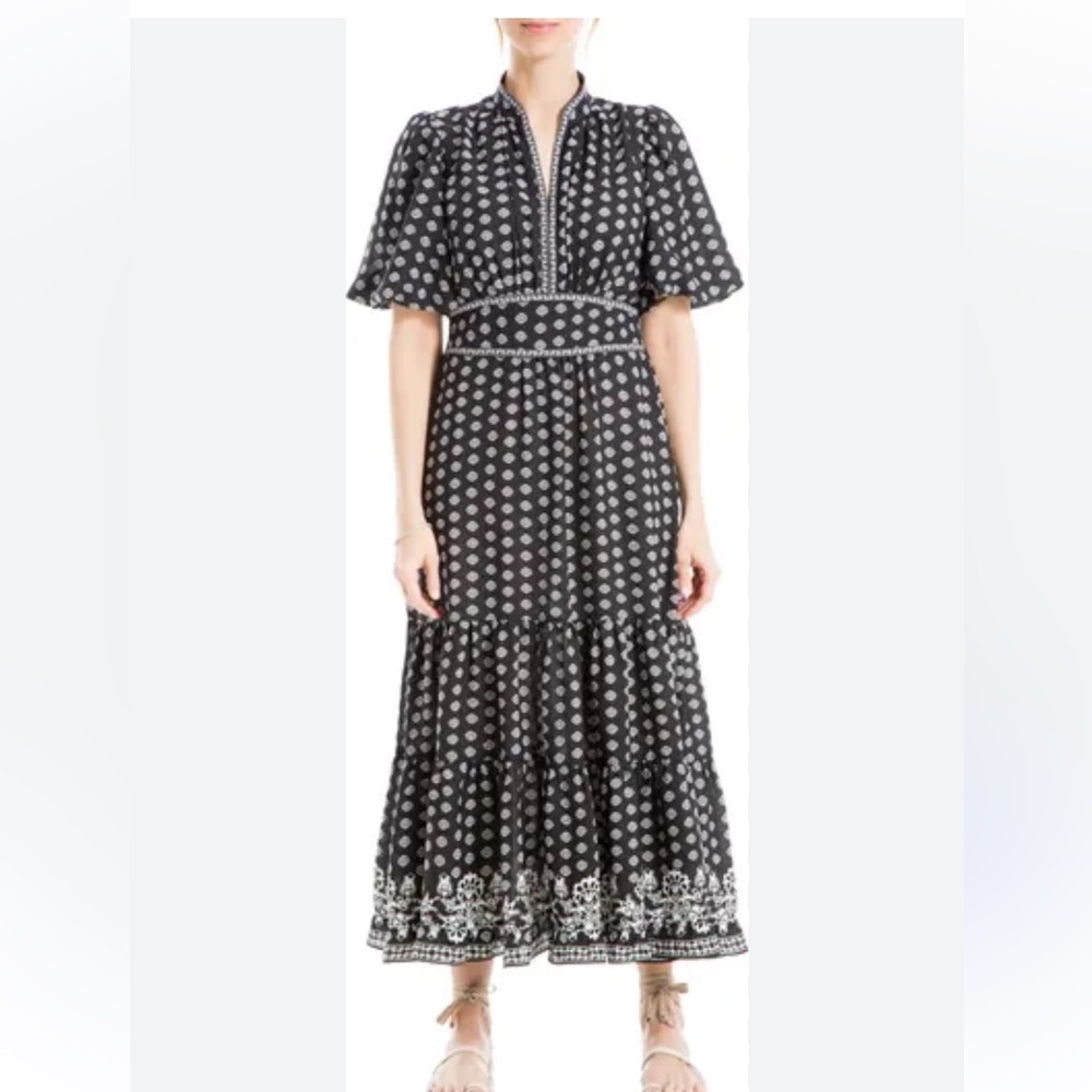 Max studio size large Elegant Black and White Patterned Dress